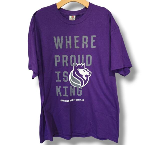 Fruit of the Loom Other - Sacramento Kings NBA Unisex men's women's Purple printed 2017-2018 season tshirt